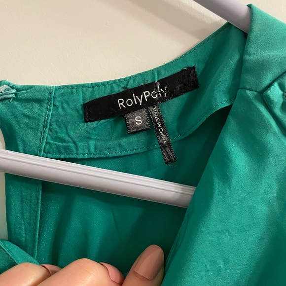 Emerald green open back shirt - Picture 3 of 4